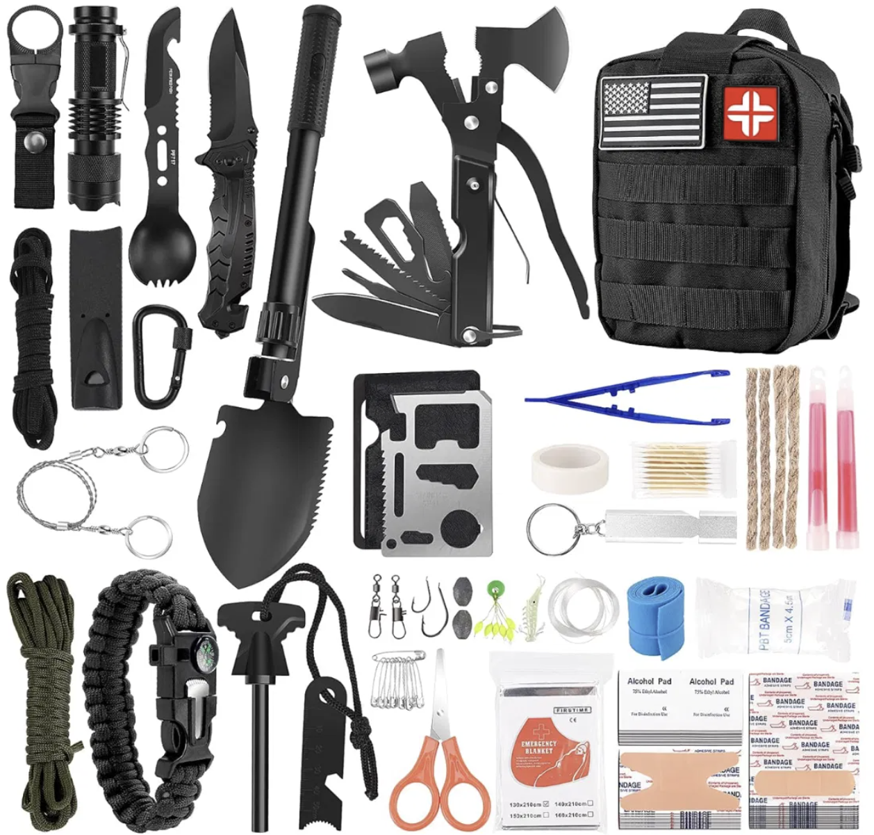 Emergency Survival Kit and First Aid Kit, 142Pcs Survival Gear with Molle Pouch
