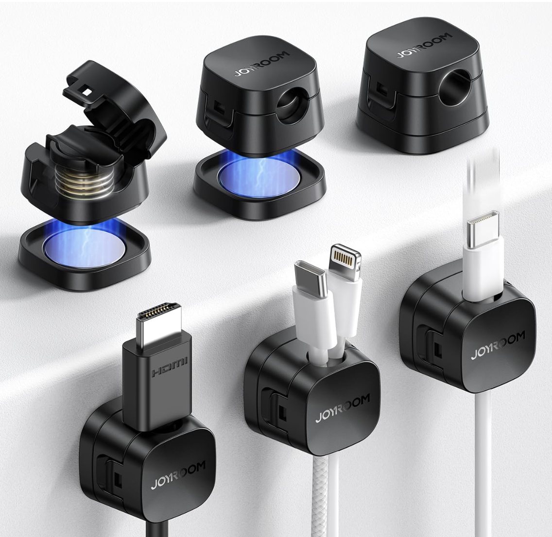 JOYROOM Magnetic Cable Clips — Desk & Wall Cord Organizers