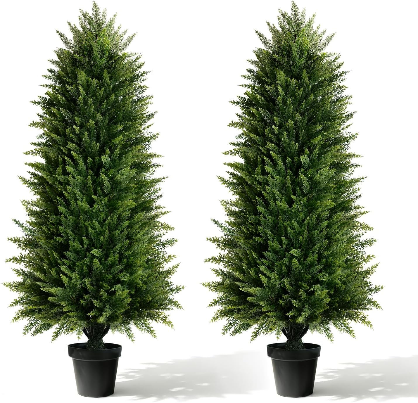 4FT Artificial Cedar Topiary Trees, 2 Pack — Potted Outdoor Decor