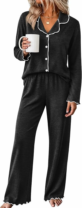 WIHOLL Ruffle Pajama Set, 2 Piece Loungewear