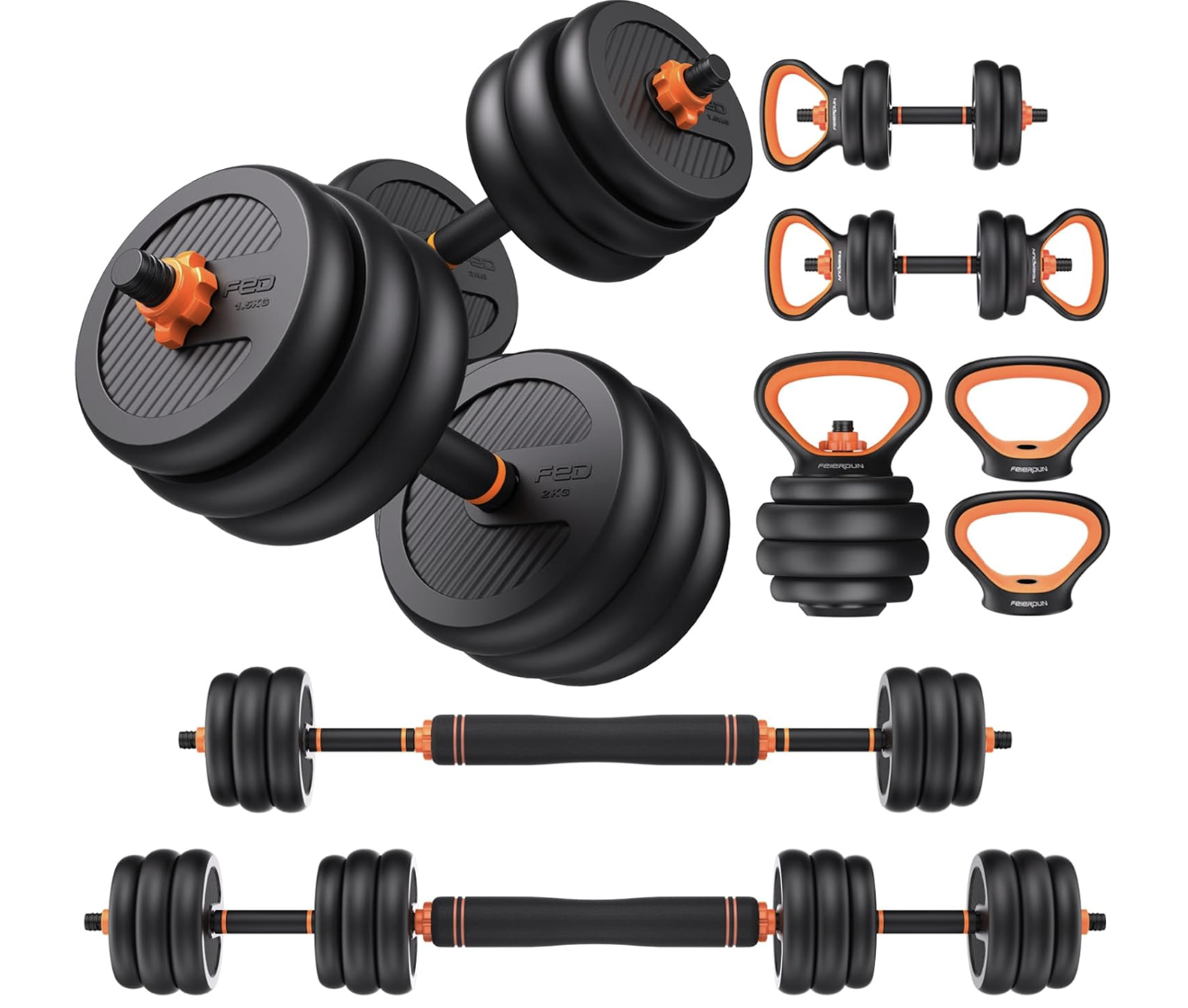 Adjustable Dumbbell Set — Barbell & Kettlebell 4-in-1