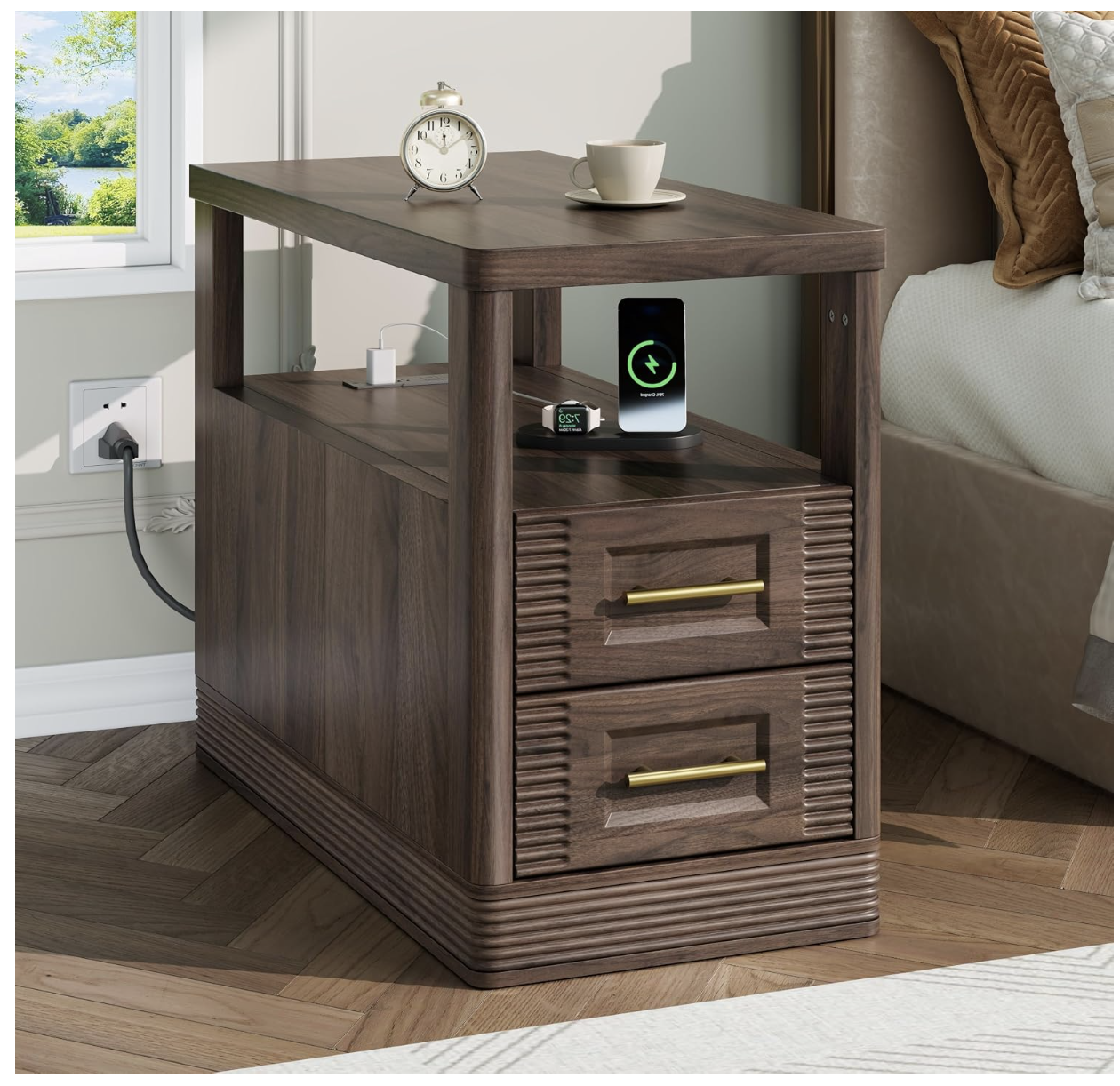 Farmhouse End Table with Charging Station