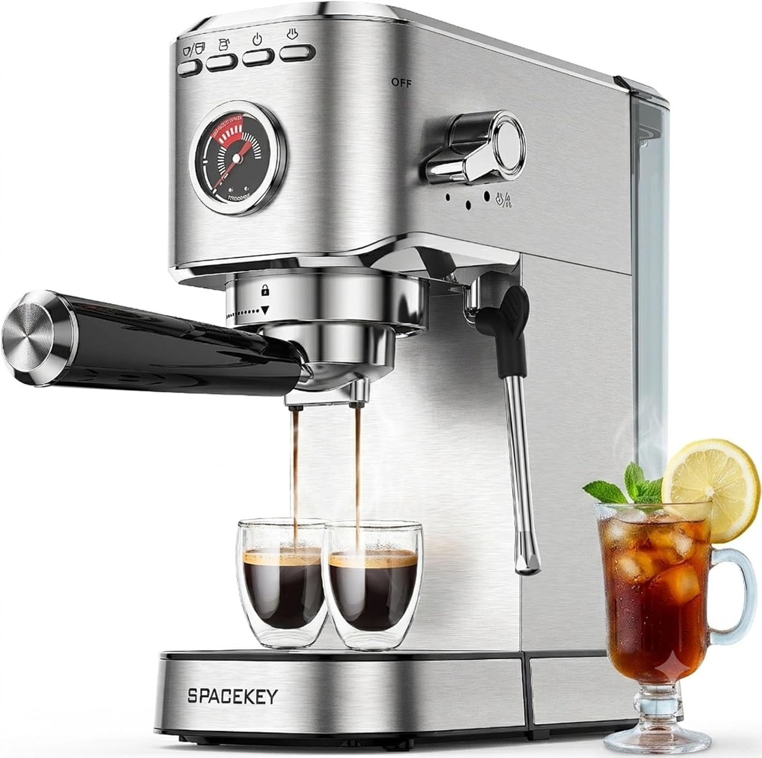 Spacekey Espresso Machine with Milk Frother — 20 Bar