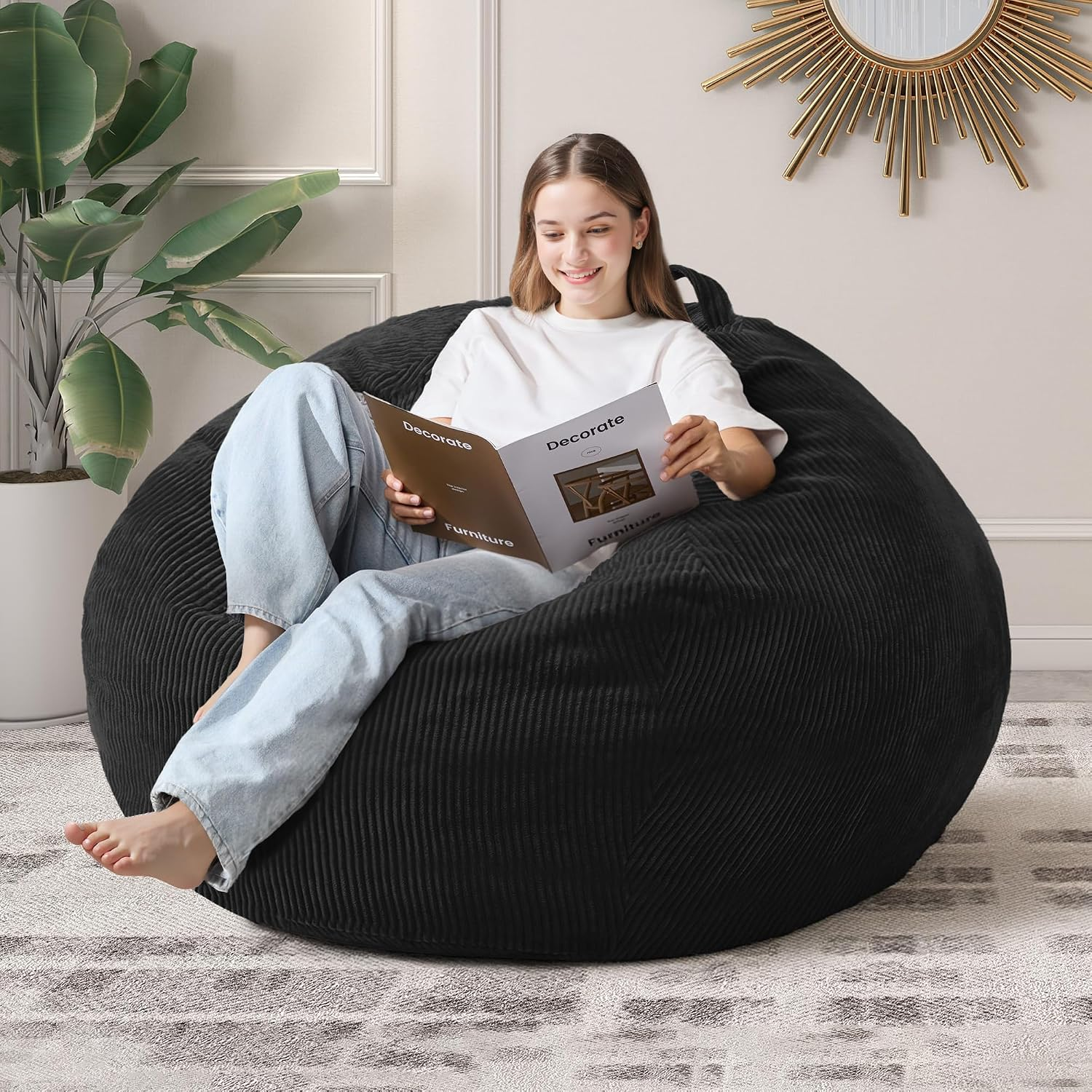 4FT Bean Bag Chair for Adults — Corduroy Oversized Lounger