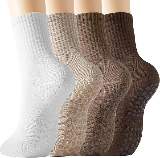 Pilates Grip Socks, 4 Pairs