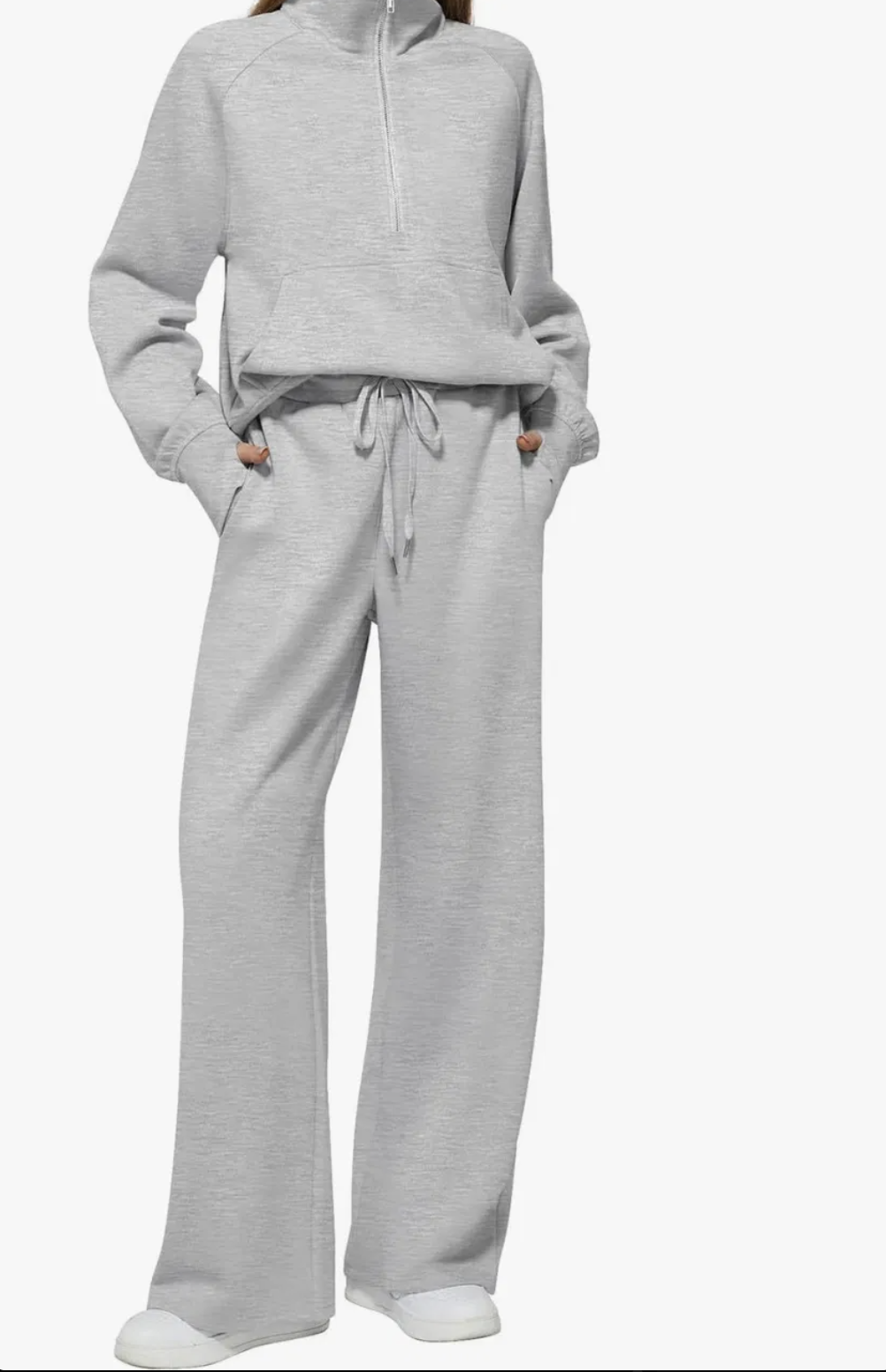 Sweatsuits Women 2 Piece Half Zip Sweatshirt & Wide Leg Pants Tracksuit