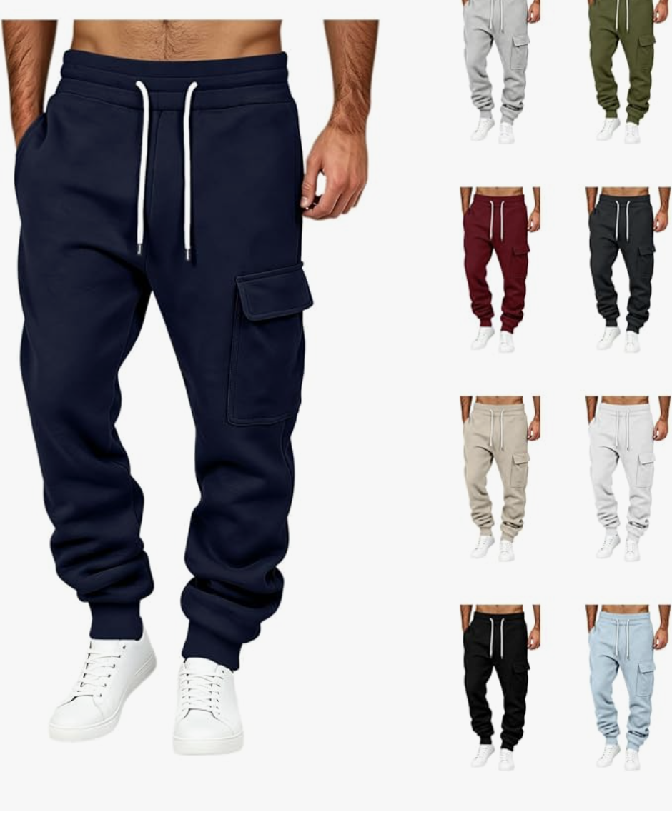 Sweatpants for Men Drawstring Wide Leg Baggy Joggers with Pockets
