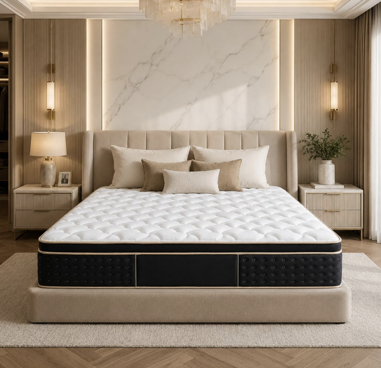 14 Inch Queen Size Hybrid Mattress in a Box, Medium Firm Cooling Gel