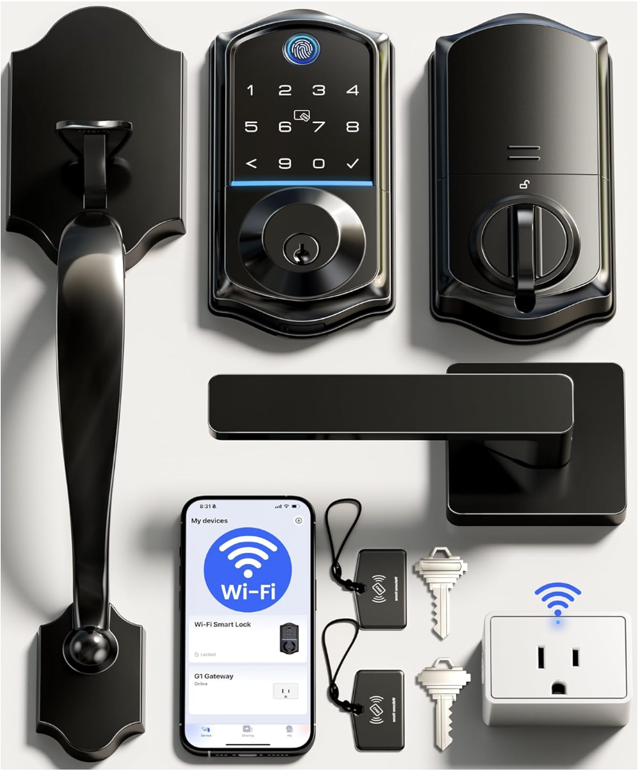Wi-Fi Smart Lock with Fingerprint Keypad & Handle Set