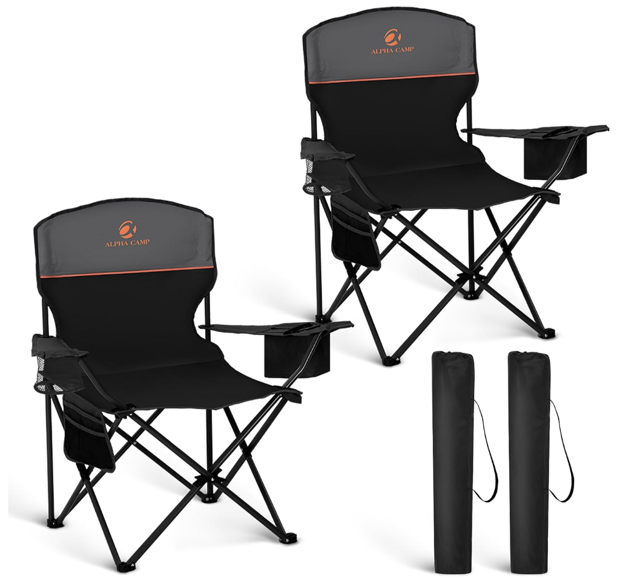 2 Pack Portable Camping Chairs for Adults — 45% off (Black only)
