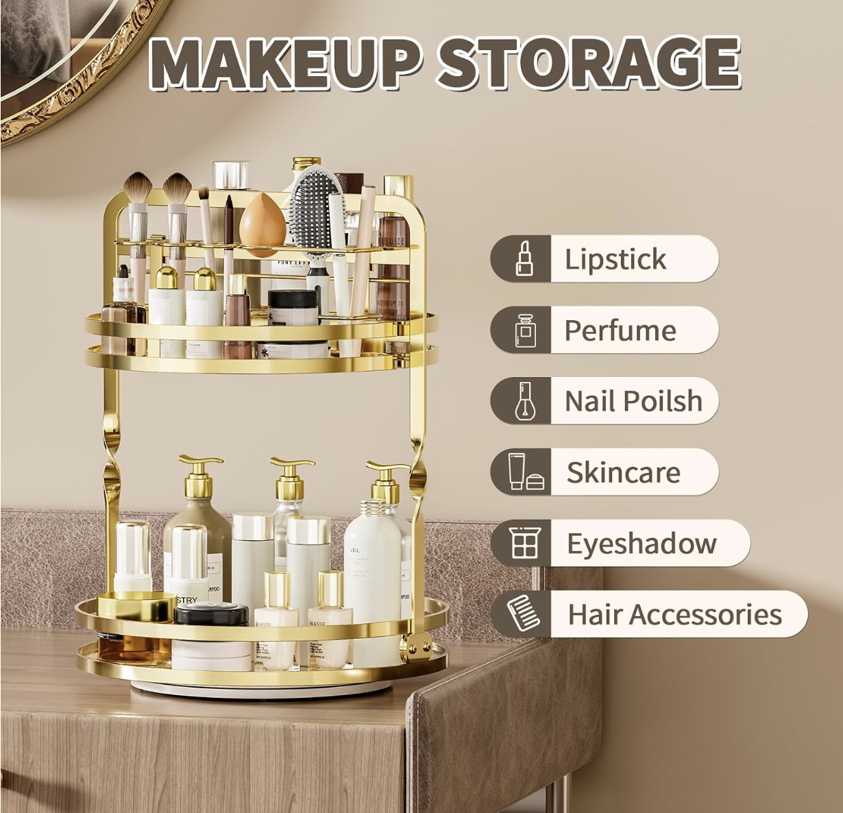 360 Rotating Makeup Organizer — Perfume & Bathroom Counter Organizer