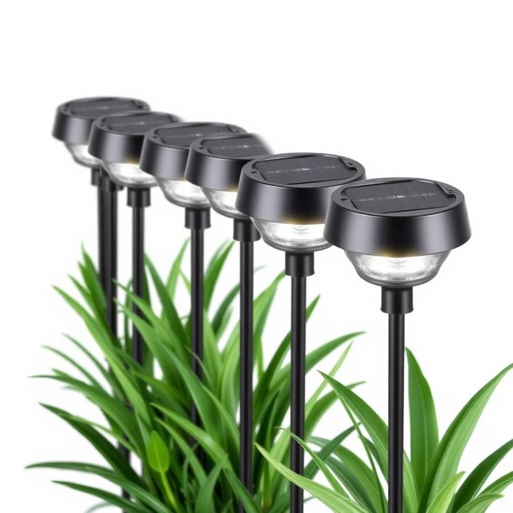 6-Pack 64LED Solar Spot Lights Outdoor, IP67 Cool Daylight Garden Set